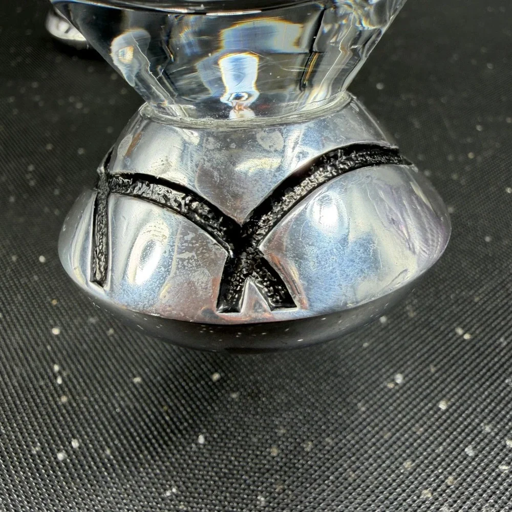 Lenox‎ Martini Glasses Set of 2 Clear Glass Silver Metal Base Modern Barware
